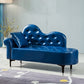 Modern Chaise Lounge Faux Leather Chaise Lounge Couch for Bedroom Royal Blue Left-Arm Chaise Clearhalo 'Chairs & Seating' 'Chaise Lounge' 'chaise_lounge' 'furn' 'furn_chaise_lounge' 'Furniture' 'Living Room Furniture' 7534559