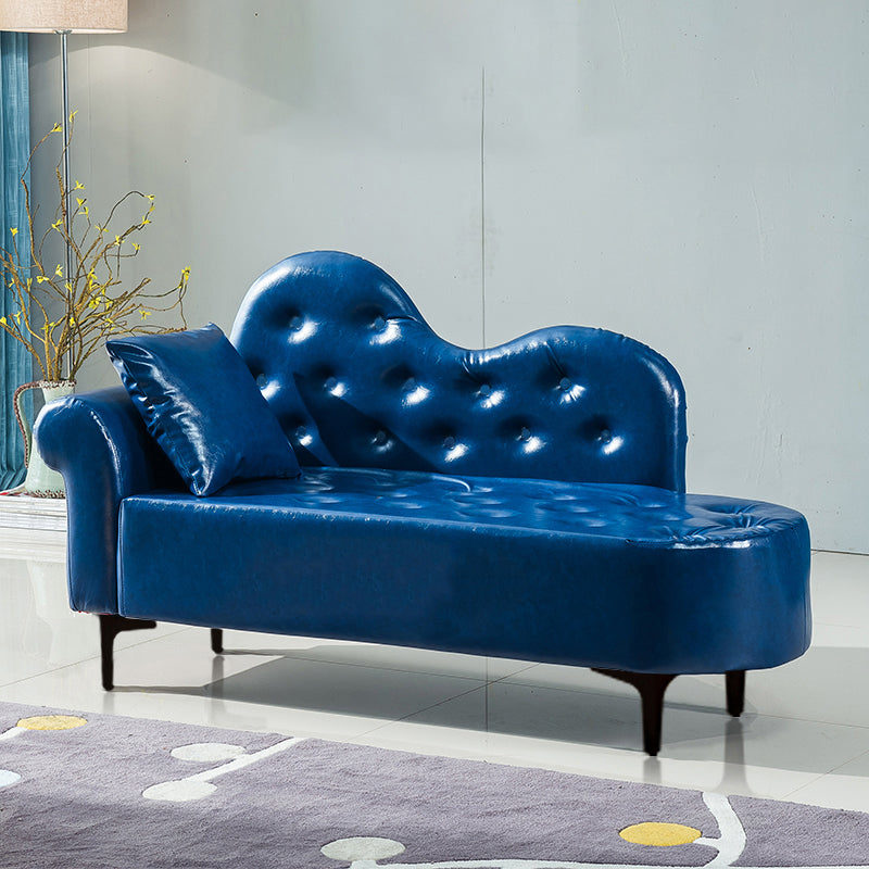 Modern Chaise Lounge Faux Leather Chaise Lounge Couch for Bedroom Royal Blue Left-Arm Chaise Clearhalo 'Chairs & Seating' 'Chaise Lounge' 'chaise_lounge' 'furn' 'furn_chaise_lounge' 'Furniture' 'Living Room Furniture' 7534559