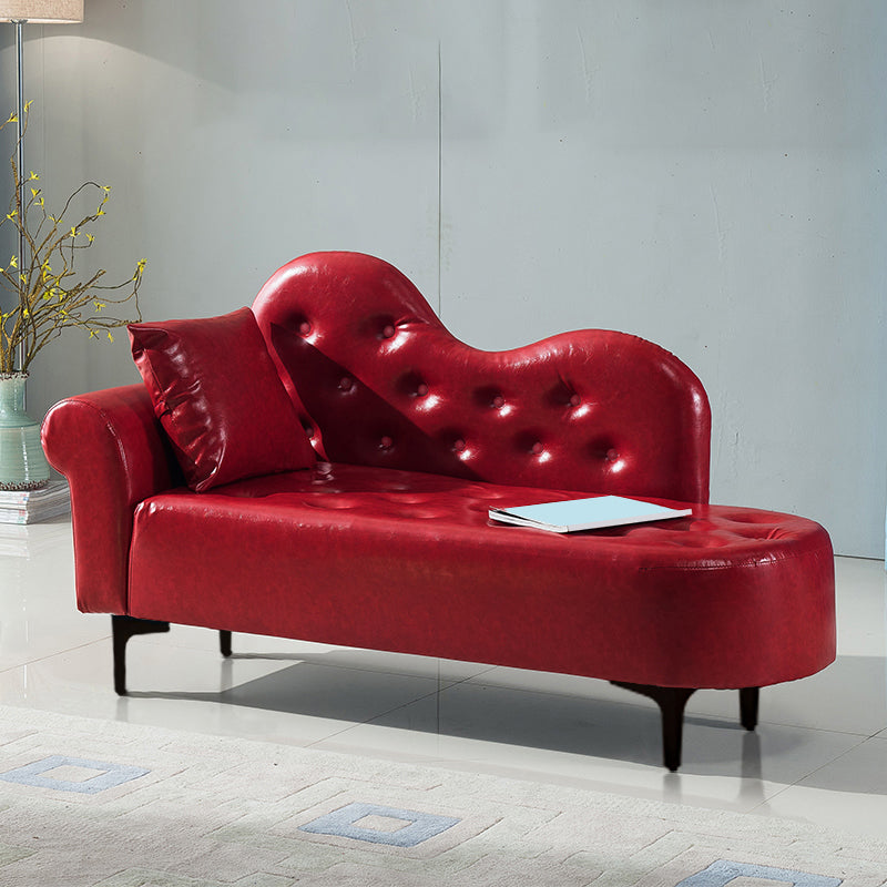 Modern Chaise Lounge Faux Leather Chaise Lounge Couch for Bedroom Claret Left-Arm Chaise Clearhalo 'Chairs & Seating' 'Chaise Lounge' 'chaise_lounge' 'furn' 'furn_chaise_lounge' 'Furniture' 'Living Room Furniture' 7534560