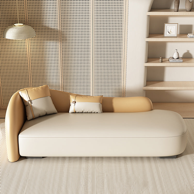 Scandinavian Upholstered Chaise Lounge Couch Leather Chaise Lounge Chair Beige Orange Clearhalo 'Chairs & Seating' 'Chaise Lounge' 'chaise_lounge' 'furn' 'furn_chaise_lounge' 'Furniture' 'Living Room Furniture' 7534563