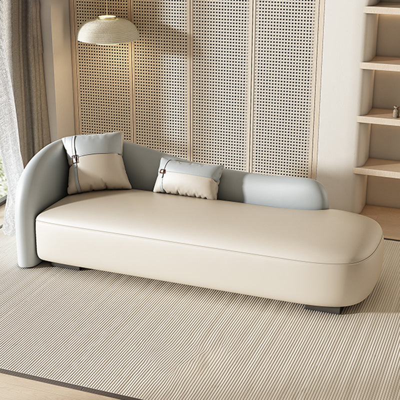 Scandinavian Upholstered Chaise Lounge Couch Leather Chaise Lounge Chair White & Blue Clearhalo 'Chairs & Seating' 'Chaise Lounge' 'chaise_lounge' 'furn' 'furn_chaise_lounge' 'Furniture' 'Living Room Furniture' 7534564