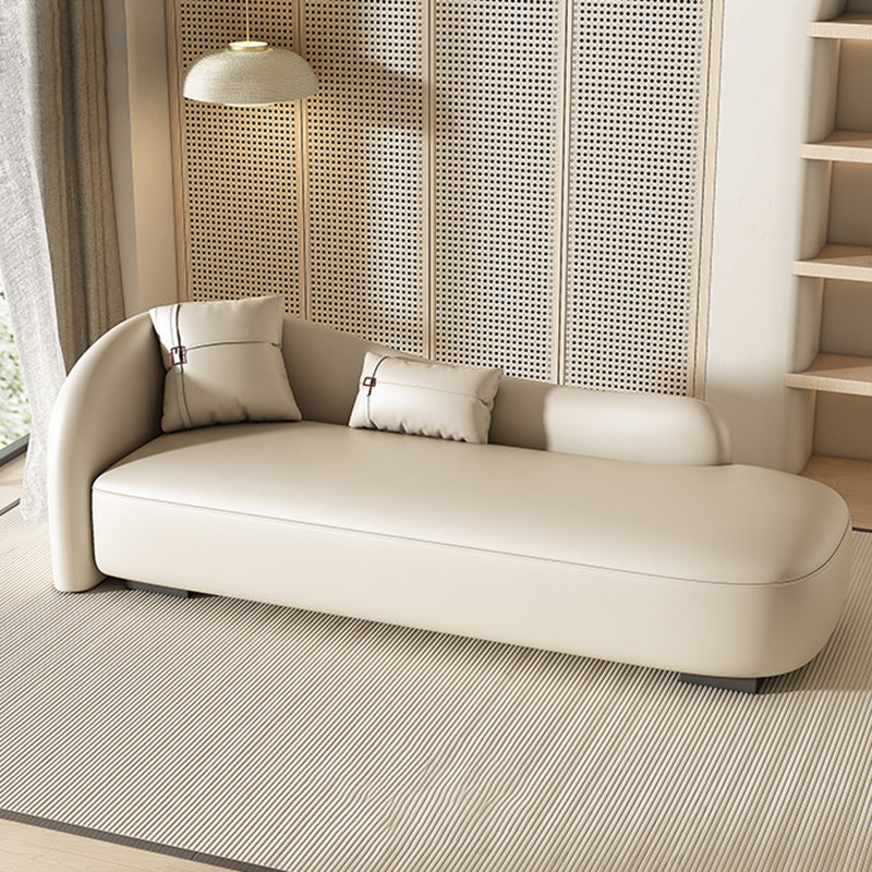 Scandinavian Upholstered Chaise Lounge Couch Leather Chaise Lounge Chair Beige Clearhalo 'Chairs & Seating' 'Chaise Lounge' 'chaise_lounge' 'furn' 'furn_chaise_lounge' 'Furniture' 'Living Room Furniture' 7534567