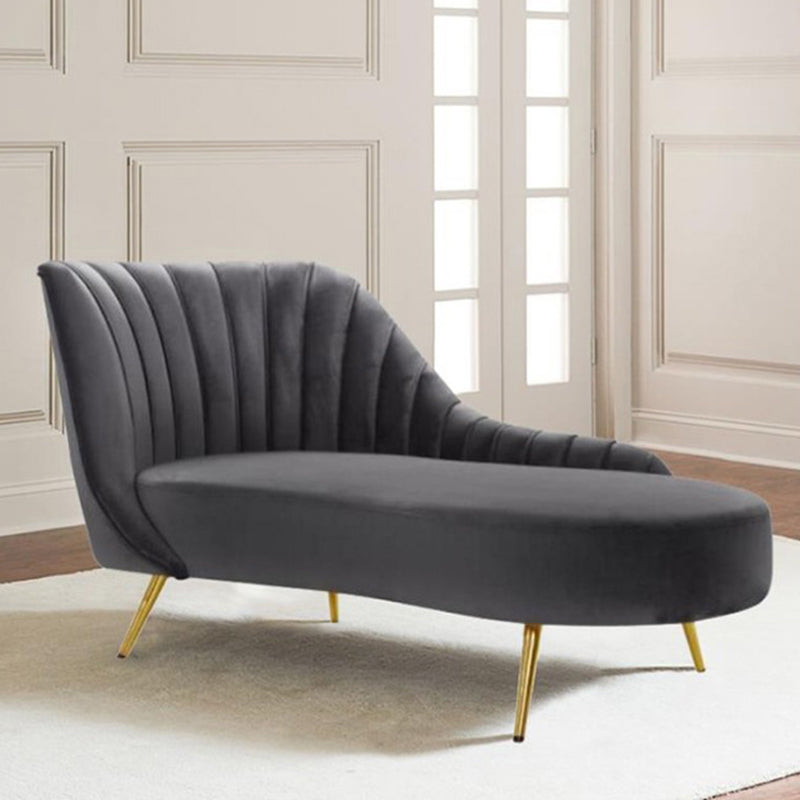 Glam Upholstered Chaise Lounge Couch Velvet Chaise Lounge Chair Dark Gray Left-Arm Chaise Clearhalo 'Chairs & Seating' 'Chaise Lounge' 'chaise_lounge' 'furn' 'furn_chaise_lounge' 'Furniture' 'Living Room Furniture' 7534609