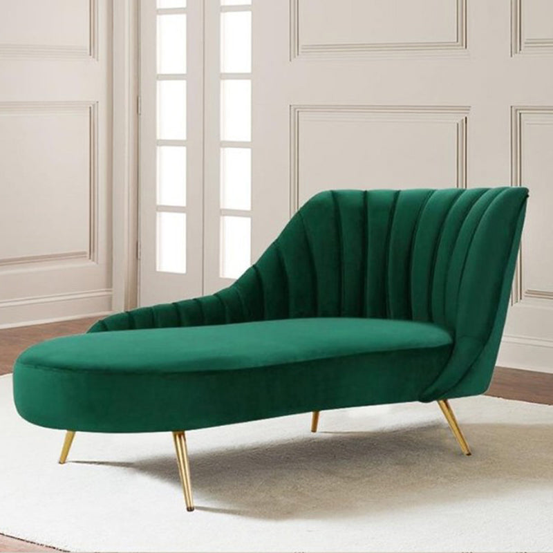 Glam Upholstered Chaise Lounge Couch Velvet Chaise Lounge Chair Green Right-Arm Chaise Clearhalo 'Chairs & Seating' 'Chaise Lounge' 'chaise_lounge' 'furn' 'furn_chaise_lounge' 'Furniture' 'Living Room Furniture' 7534615