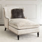 Chaise longue rembourrée de campagne française, chaise longue en micro-velours