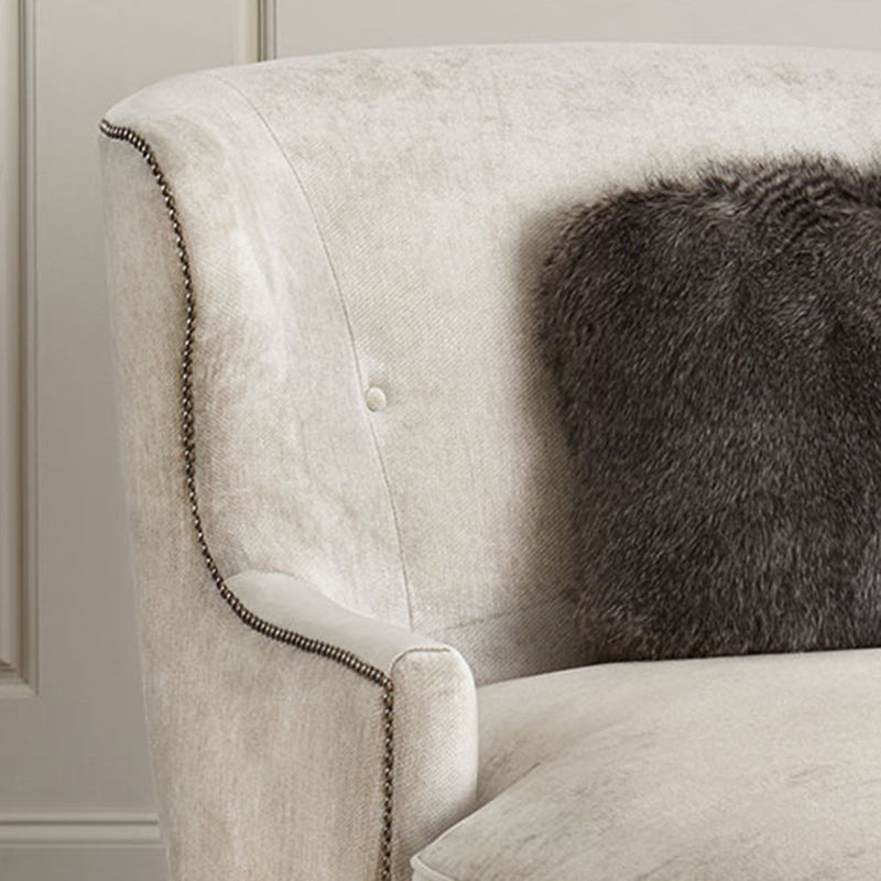 Chaise longue rembourrée de campagne française, chaise longue en micro-velours