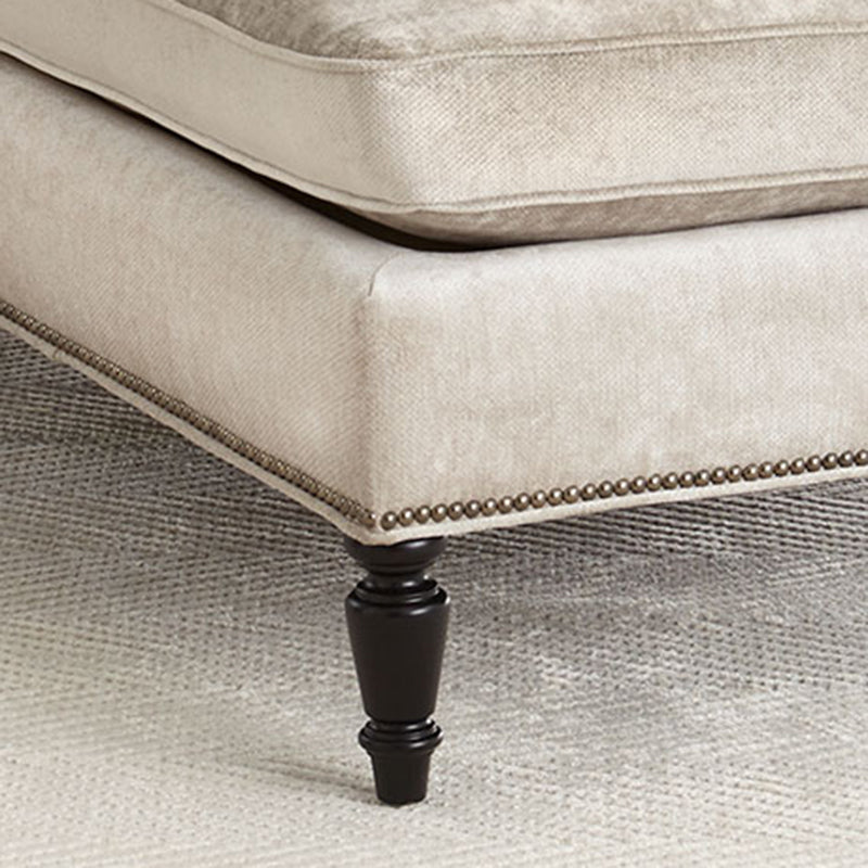 Chaise longue rembourrée de campagne française, chaise longue en micro-velours