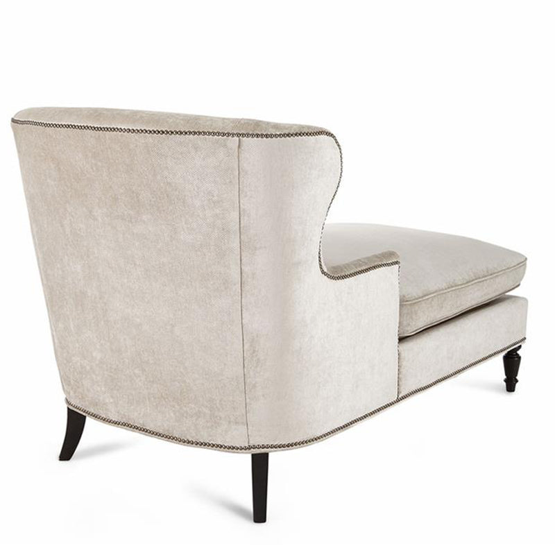 Chaise longue rembourrée de campagne française, chaise longue en micro-velours
