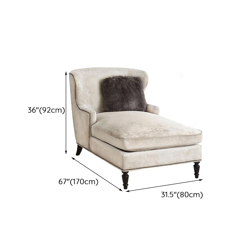 Chaise longue rembourrée de campagne française, chaise longue en micro-velours
