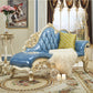 Genuine Leather Accent Chair Traditional Solid Wood Rolled Arms Chaise Blue Right-Arm Chaise Clearhalo 'Chairs & Seating' 'Chaise Lounge' 'chaise_lounge' 'furn' 'furn_chaise_lounge' 'Furniture' 'Living Room Furniture' 7534752