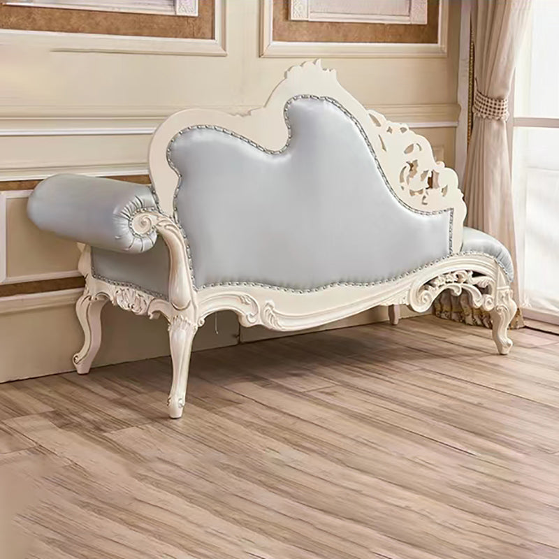 Genuine Leather Accent Chair Traditional Solid Wood Rolled Arms Chaise Clearhalo 'Chairs & Seating' 'Chaise Lounge' 'chaise_lounge' 'furn' 'furn_chaise_lounge' 'Furniture' 'Living Room Furniture' 7534769