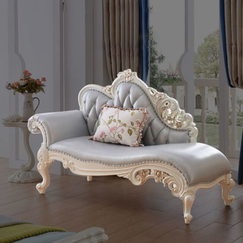 Genuine Leather Accent Chair Traditional Solid Wood Rolled Arms Chaise Clearhalo 'Chairs & Seating' 'Chaise Lounge' 'chaise_lounge' 'furn' 'furn_chaise_lounge' 'Furniture' 'Living Room Furniture' 7534770