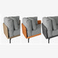 Eigentijdse chaise longue met vierkante armleuningen en accenten van stof