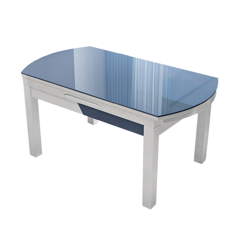 Modern Scalable Glass Desktop Metal Legs Dining Table for Dining Room Clearhalo 'Dining Tables & Seating' 'Dining Tables' 'dining_table' 'furn' 'furn_dining_table' 'Furniture' 'Kitchen & Dining Furniture' 7534853