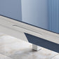 Modern Scalable Glass Desktop Metal Legs Dining Table for Dining Room Clearhalo 'Dining Tables & Seating' 'Dining Tables' 'dining_table' 'furn' 'furn_dining_table' 'Furniture' 'Kitchen & Dining Furniture' 7534855