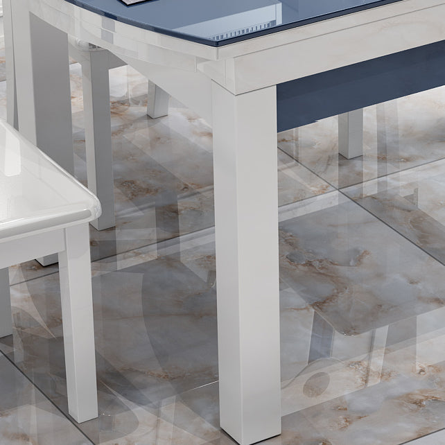 Modern Scalable Glass Desktop Metal Legs Dining Table for Dining Room Clearhalo 'Dining Tables & Seating' 'Dining Tables' 'dining_table' 'furn' 'furn_dining_table' 'Furniture' 'Kitchen & Dining Furniture' 7534857
