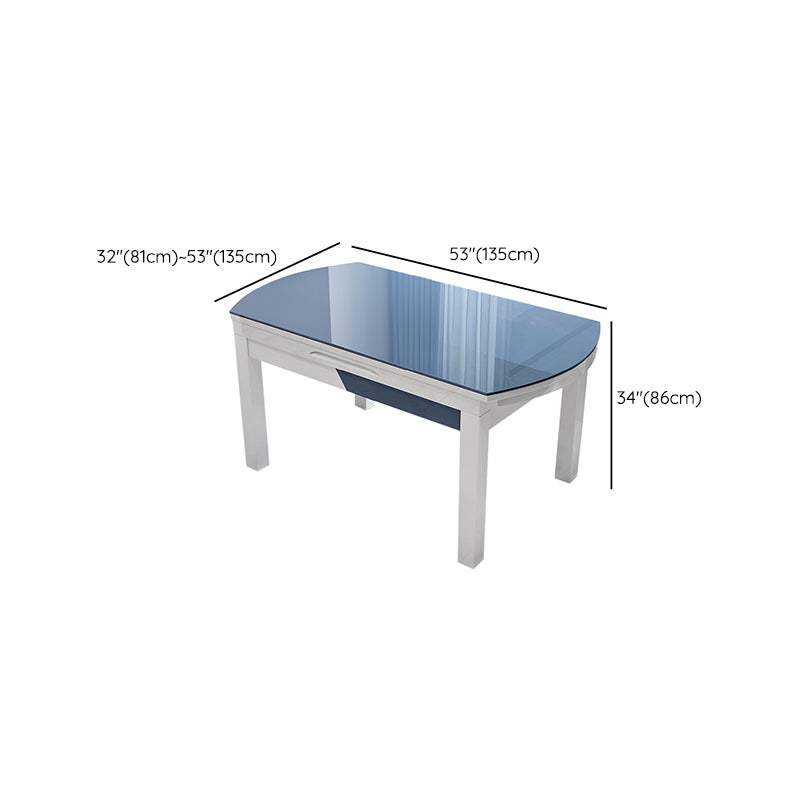 Modern Scalable Glass Desktop Metal Legs Dining Table for Dining Room Clearhalo 'Dining Tables & Seating' 'Dining Tables' 'dining_table' 'furn' 'furn_dining_table' 'Furniture' 'Kitchen & Dining Furniture' 7534859
