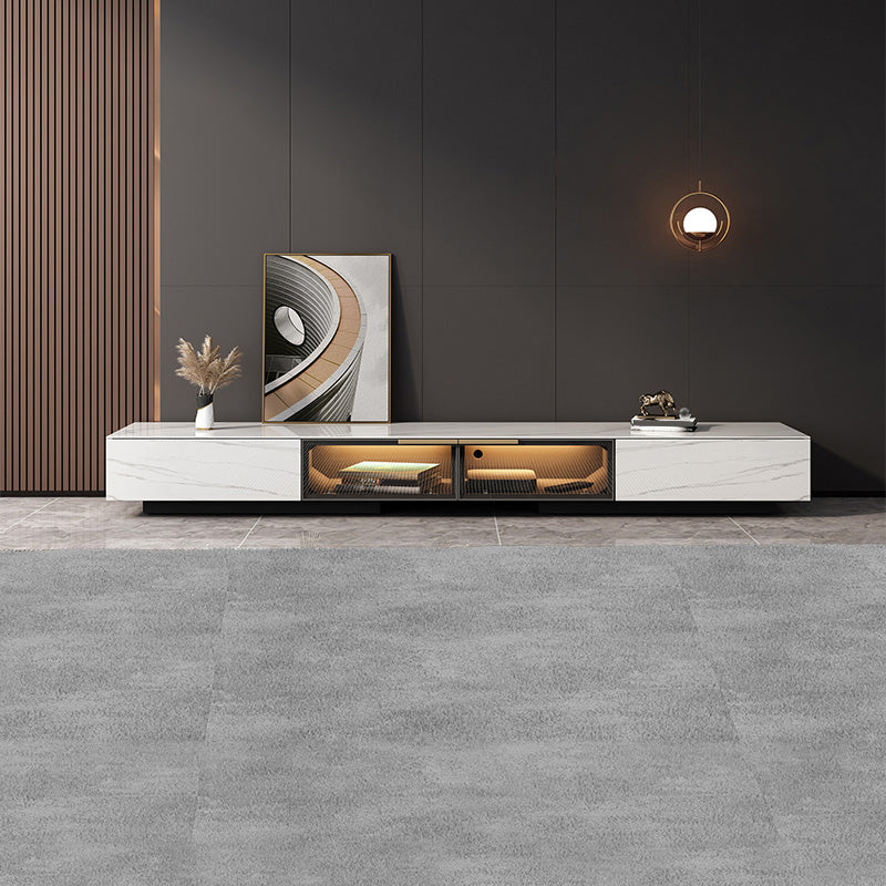 Stone TV Stand Console Contemporary Media Console with Drawers White Clearhalo 'furn' 'furn_tv_stands_entertainment_centers' 'Furniture' 'Living Room Furniture' 'TV Stands & Entertainment Centers' 'TV Stands & Media Storage Furniture' 'tv_stands_entertainment_centers' 7534957