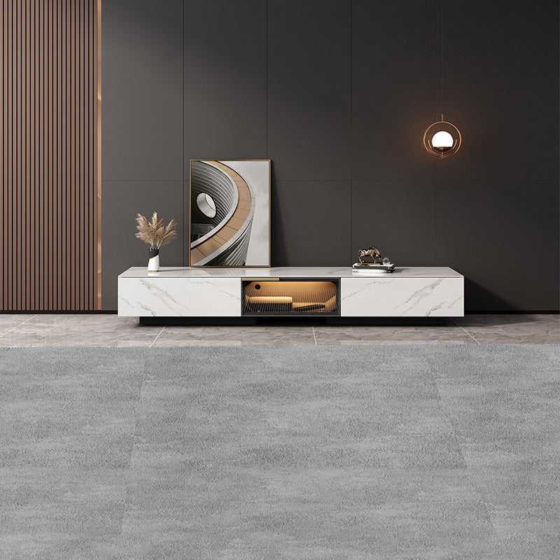 Stone TV Stand Console Contemporary Media Console with Drawers White Clearhalo 'furn' 'furn_tv_stands_entertainment_centers' 'Furniture' 'Living Room Furniture' 'TV Stands & Entertainment Centers' 'TV Stands & Media Storage Furniture' 'tv_stands_entertainment_centers' 7534966