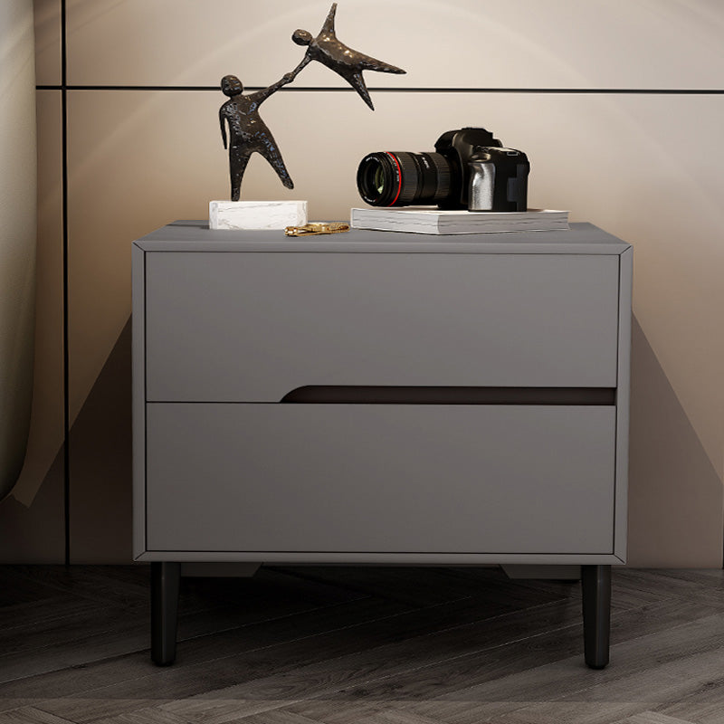 Leather Bedside Cabinet Modern Accent Table Nightstand with 2 Drawers Dark Gray 1 Piece Clearhalo 'Bedroom Furniture' 'furn' 'furn_night_stand' 'Furniture' 'night_stand' 'Nightstands' 7535126