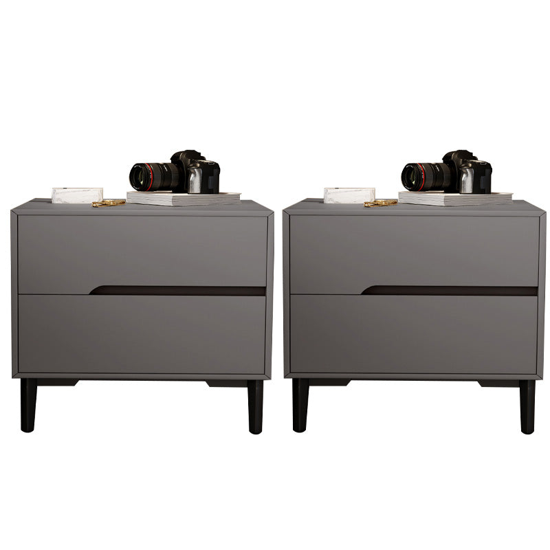 Leather Bedside Cabinet Modern Accent Table Nightstand with 2 Drawers Dark Gray 2 Piece Set Clearhalo 'Bedroom Furniture' 'furn' 'furn_night_stand' 'Furniture' 'night_stand' 'Nightstands' 7535127