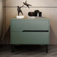 Leather Bedside Cabinet Modern Accent Table Nightstand with 2 Drawers Green 1 Piece Clearhalo 'Bedroom Furniture' 'furn' 'furn_night_stand' 'Furniture' 'night_stand' 'Nightstands' 7535129