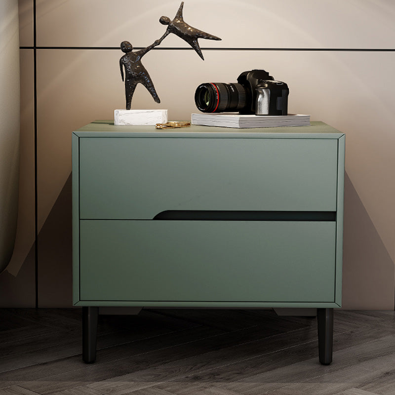 Leather Bedside Cabinet Modern Accent Table Nightstand with 2 Drawers Green 1 Piece Clearhalo 'Bedroom Furniture' 'furn' 'furn_night_stand' 'Furniture' 'night_stand' 'Nightstands' 7535129