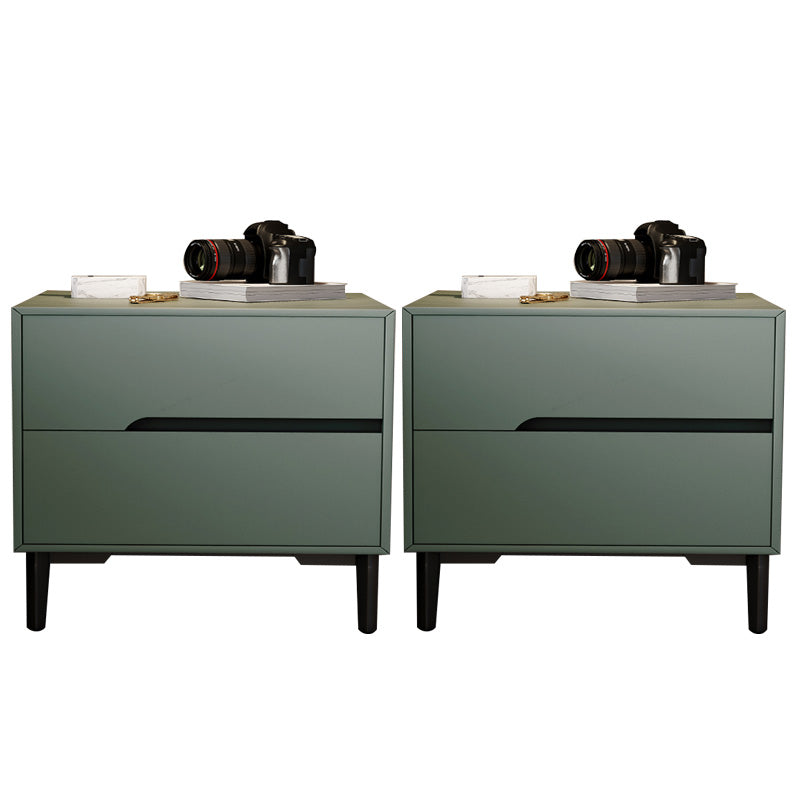 Leather Bedside Cabinet Modern Accent Table Nightstand with 2 Drawers Green 2 Piece Set Clearhalo 'Bedroom Furniture' 'furn' 'furn_night_stand' 'Furniture' 'night_stand' 'Nightstands' 7535132