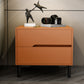 Leather Bedside Cabinet Modern Accent Table Nightstand with 2 Drawers Orange 1 Piece Clearhalo 'Bedroom Furniture' 'furn' 'furn_night_stand' 'Furniture' 'night_stand' 'Nightstands' 7535134
