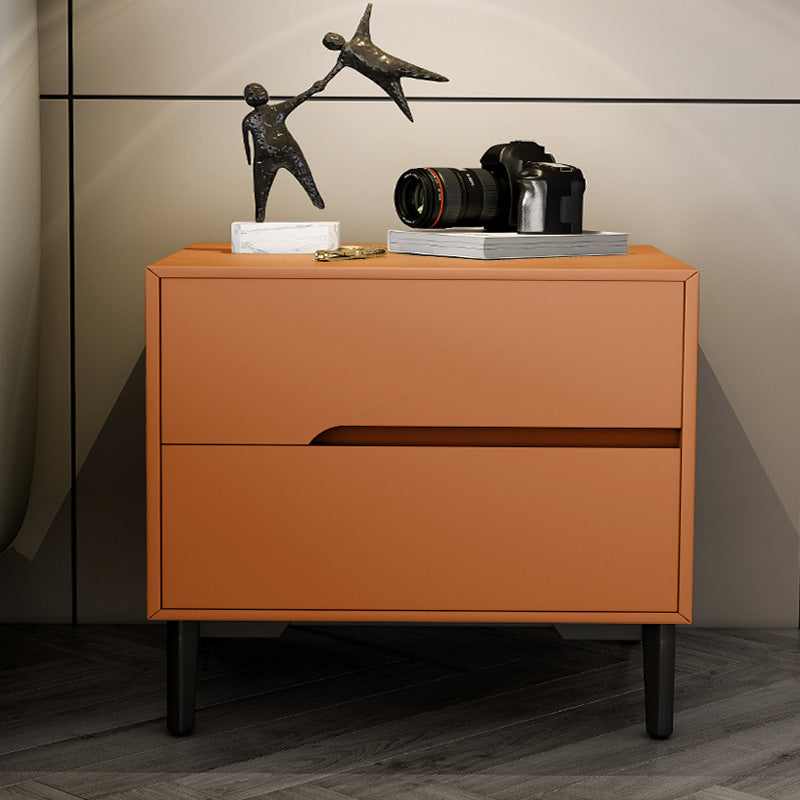 Leather Bedside Cabinet Modern Accent Table Nightstand with 2 Drawers Orange 1 Piece Clearhalo 'Bedroom Furniture' 'furn' 'furn_night_stand' 'Furniture' 'night_stand' 'Nightstands' 7535134