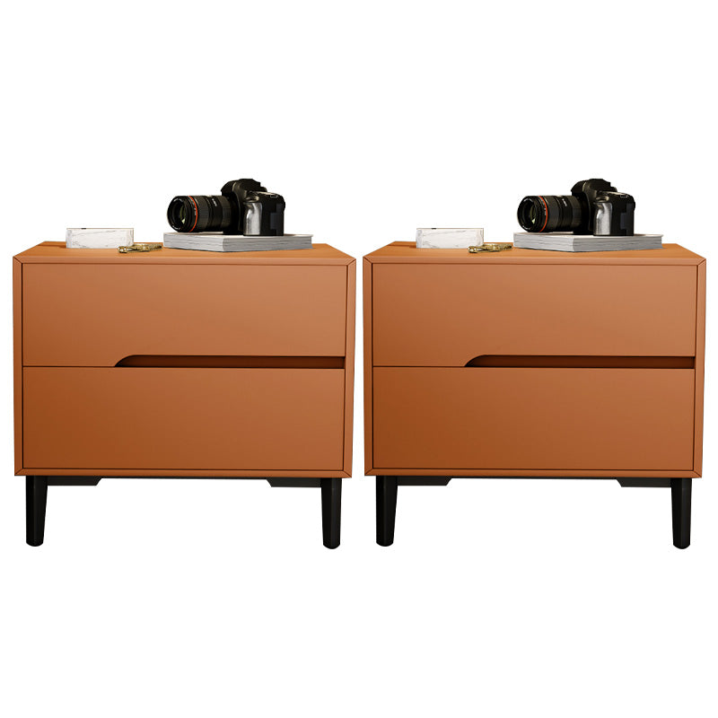 Leather Bedside Cabinet Modern Accent Table Nightstand with 2 Drawers Orange 2 Piece Set Clearhalo 'Bedroom Furniture' 'furn' 'furn_night_stand' 'Furniture' 'night_stand' 'Nightstands' 7535136