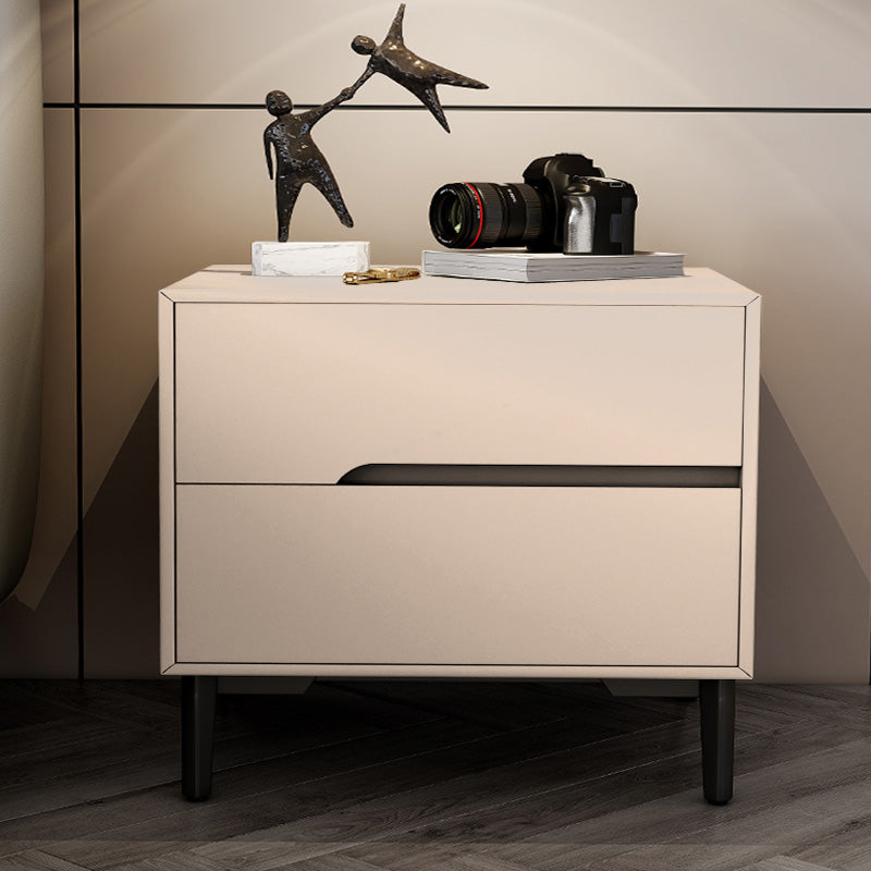 Leather Bedside Cabinet Modern Accent Table Nightstand with 2 Drawers Beige 1 Piece Clearhalo 'Bedroom Furniture' 'furn' 'furn_night_stand' 'Furniture' 'night_stand' 'Nightstands' 7535138