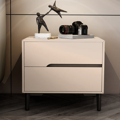 Leather Bedside Cabinet Modern Accent Table Nightstand with 2 Drawers Beige 1 Piece Clearhalo 'Bedroom Furniture' 'furn' 'furn_night_stand' 'Furniture' 'night_stand' 'Nightstands' 7535138
