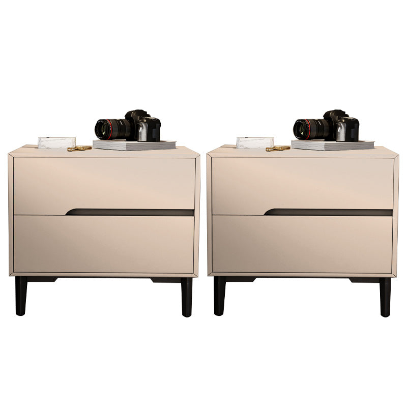 Leather Bedside Cabinet Modern Accent Table Nightstand with 2 Drawers Beige 2 Piece Set Clearhalo 'Bedroom Furniture' 'furn' 'furn_night_stand' 'Furniture' 'night_stand' 'Nightstands' 7535139