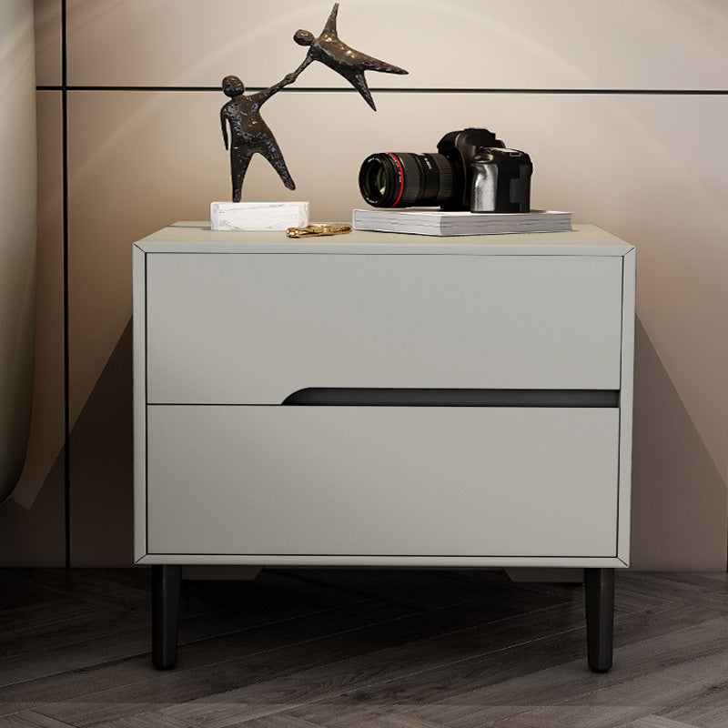 Leather Bedside Cabinet Modern Accent Table Nightstand with 2 Drawers Off-White 1 Piece Clearhalo 'Bedroom Furniture' 'furn' 'furn_night_stand' 'Furniture' 'night_stand' 'Nightstands' 7535140