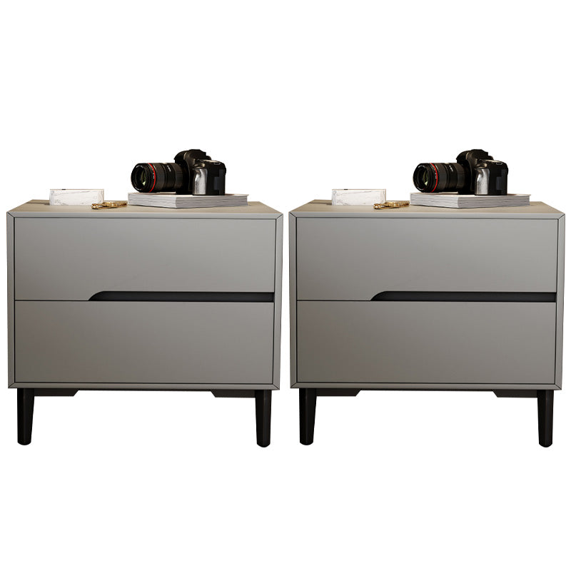 Leather Bedside Cabinet Modern Accent Table Nightstand with 2 Drawers Light Gray 2 Piece Set Clearhalo 'Bedroom Furniture' 'furn' 'furn_night_stand' 'Furniture' 'night_stand' 'Nightstands' 7535143