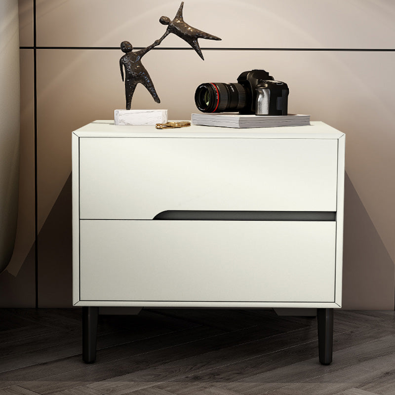 Leather Bedside Cabinet Modern Accent Table Nightstand with 2 Drawers White 1 Piece Clearhalo 'Bedroom Furniture' 'furn' 'furn_night_stand' 'Furniture' 'night_stand' 'Nightstands' 7535144