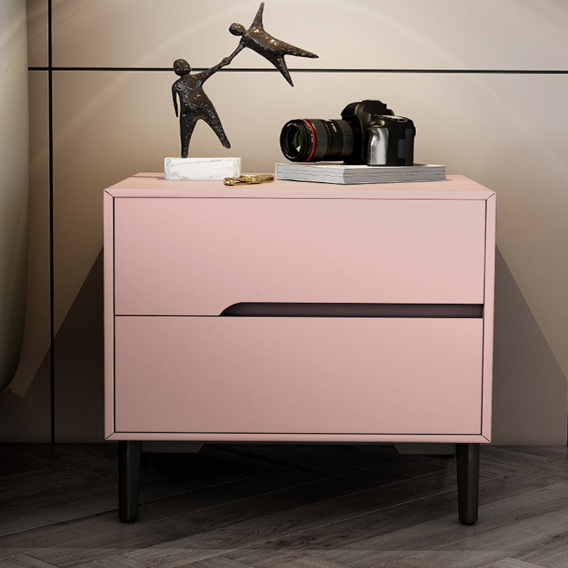 Leather Bedside Cabinet Modern Accent Table Nightstand with 2 Drawers Pink 1 Piece Clearhalo 'Bedroom Furniture' 'furn' 'furn_night_stand' 'Furniture' 'night_stand' 'Nightstands' 7535146