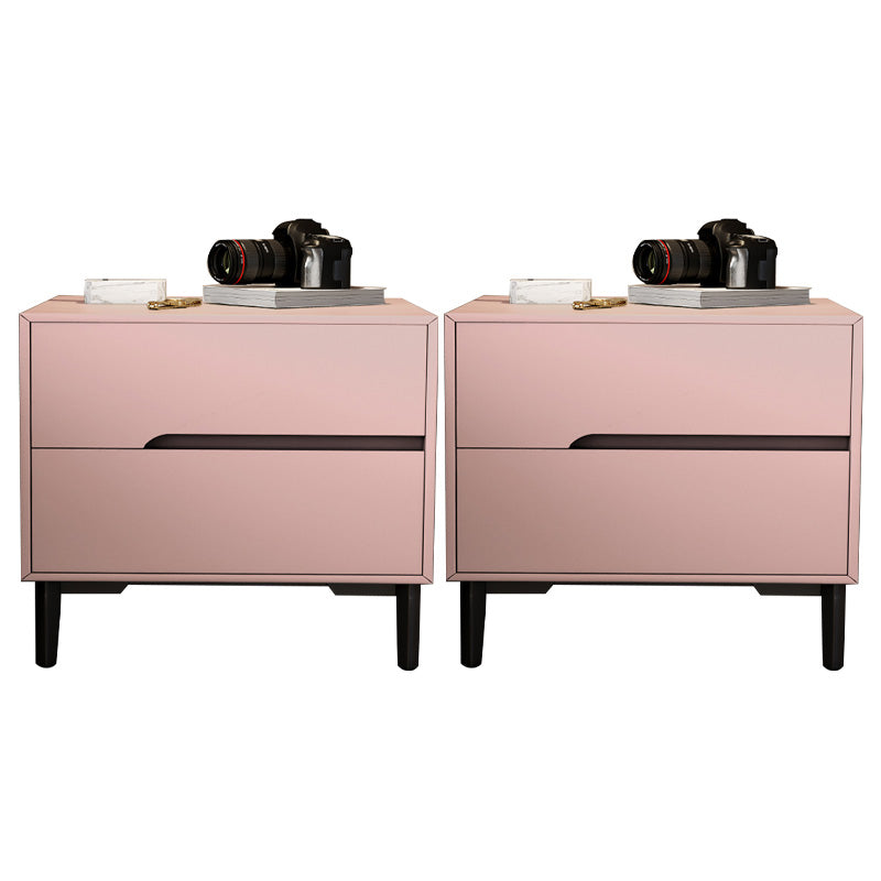 Leather Bedside Cabinet Modern Accent Table Nightstand with 2 Drawers Pink 2 Piece Set Clearhalo 'Bedroom Furniture' 'furn' 'furn_night_stand' 'Furniture' 'night_stand' 'Nightstands' 7535147