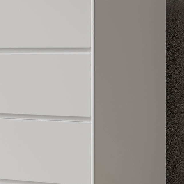 Rangement moderne coffre en bois blanc / gris rangement commode avec tiroirs