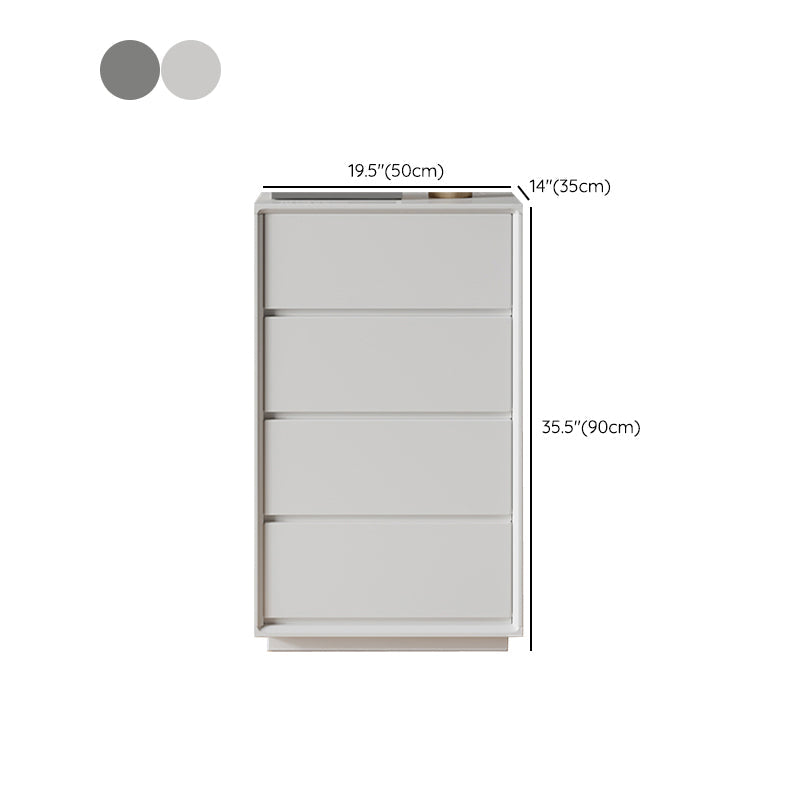 Rangement moderne coffre en bois blanc / gris rangement commode avec tiroirs