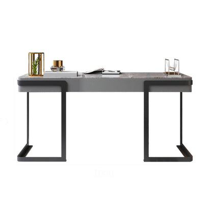 Scrivania per ufficio in acciaio Home Office 29.5 "H moderno scrittura di scrittura grigia con cassetti