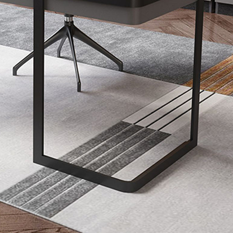 Scrivania per ufficio in acciaio Home Office 29.5 "H moderno scrittura di scrittura grigia con cassetti