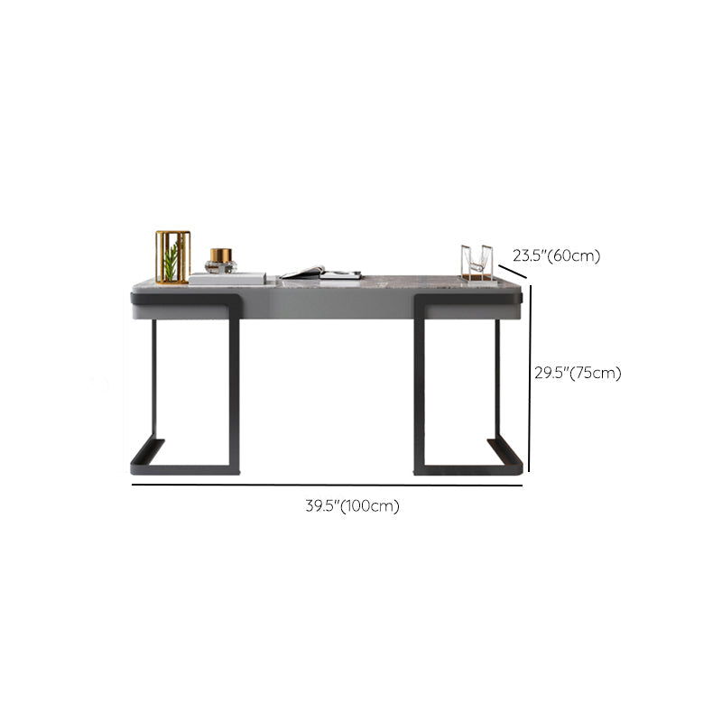 Scrivania per ufficio in acciaio Home Office 29.5 "H moderno scrittura di scrittura grigia con cassetti