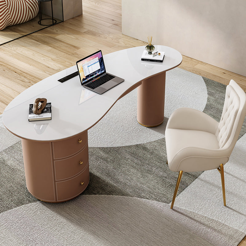 Descripción de la oficina de piedra de estilo contemporáneo Descripción de tareas de forma irregular con 2 piernas