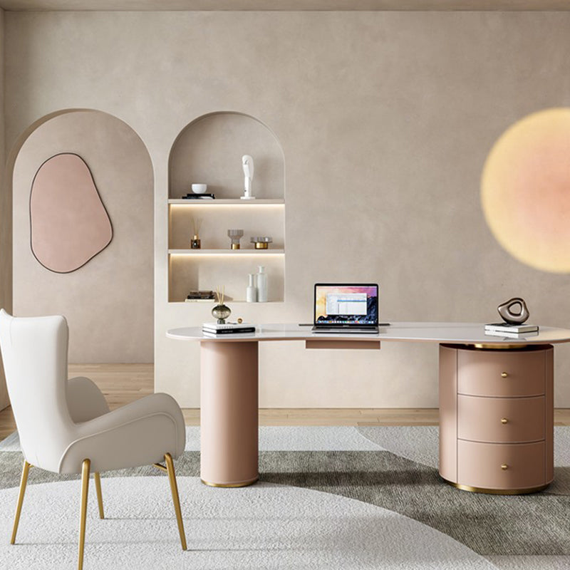 Descripción de la oficina de piedra de estilo contemporáneo Descripción de tareas de forma irregular con 2 piernas