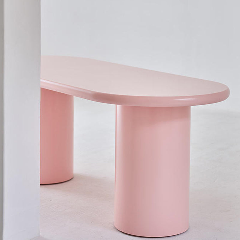 Bureau de bureau en bois de style contemporain Bureau de tâche de forme ovale avec 2 jambes en rose