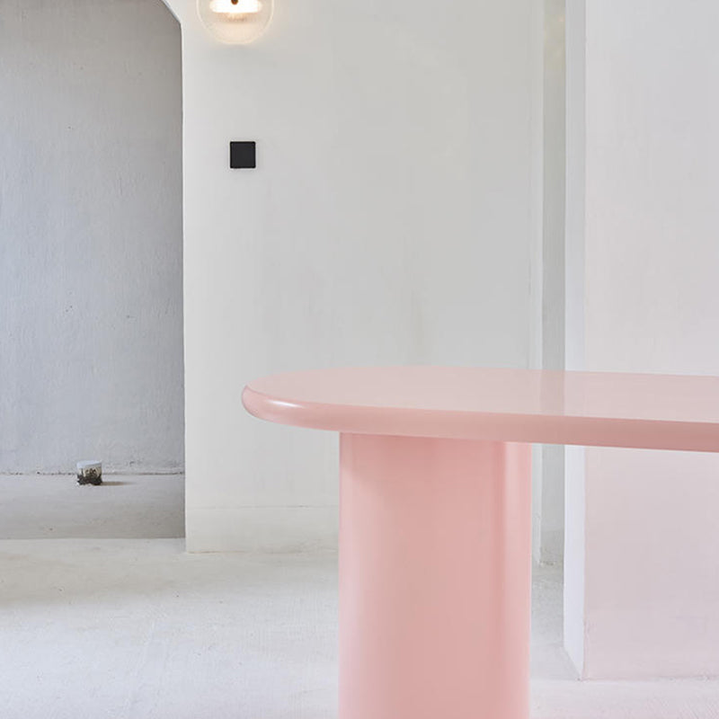 Bureau de bureau en bois de style contemporain Bureau de tâche de forme ovale avec 2 jambes en rose