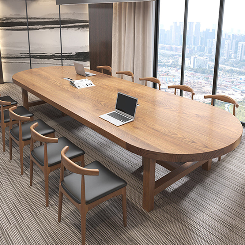 Moderne stijl ovaal dennen kantoor bureau houten benen schrijven bureau voor kantoor