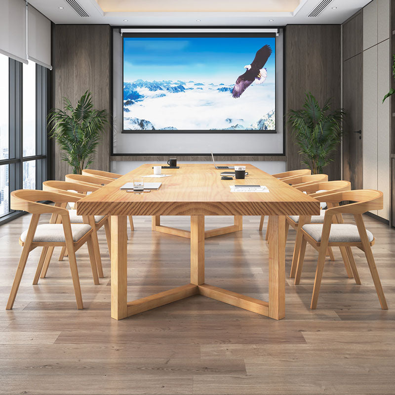 Contemporary Style Natural Office Desk Rectangular Shape Task Desk with 2 Legs Clearhalo 'furn' 'furn_office_desk' 'Furniture' 'Office Desks' 'Office Furniture' 'office_desk' 7535476